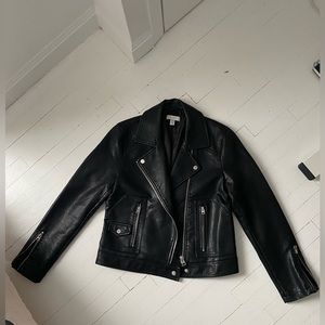 Topshop Black Faux Leather Biker Jacket size 8